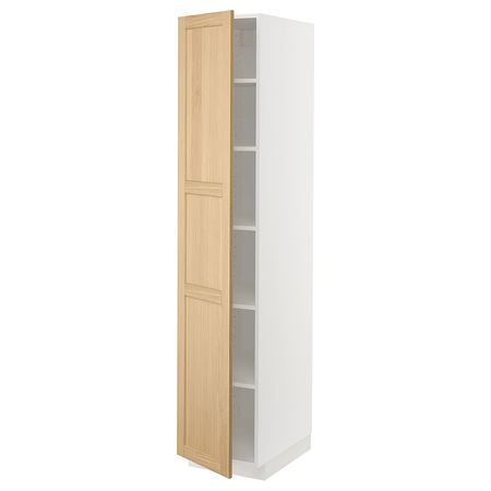 METOD Высокий шкаф с полками - белый/Forsbacka дуб 40x60x200 см