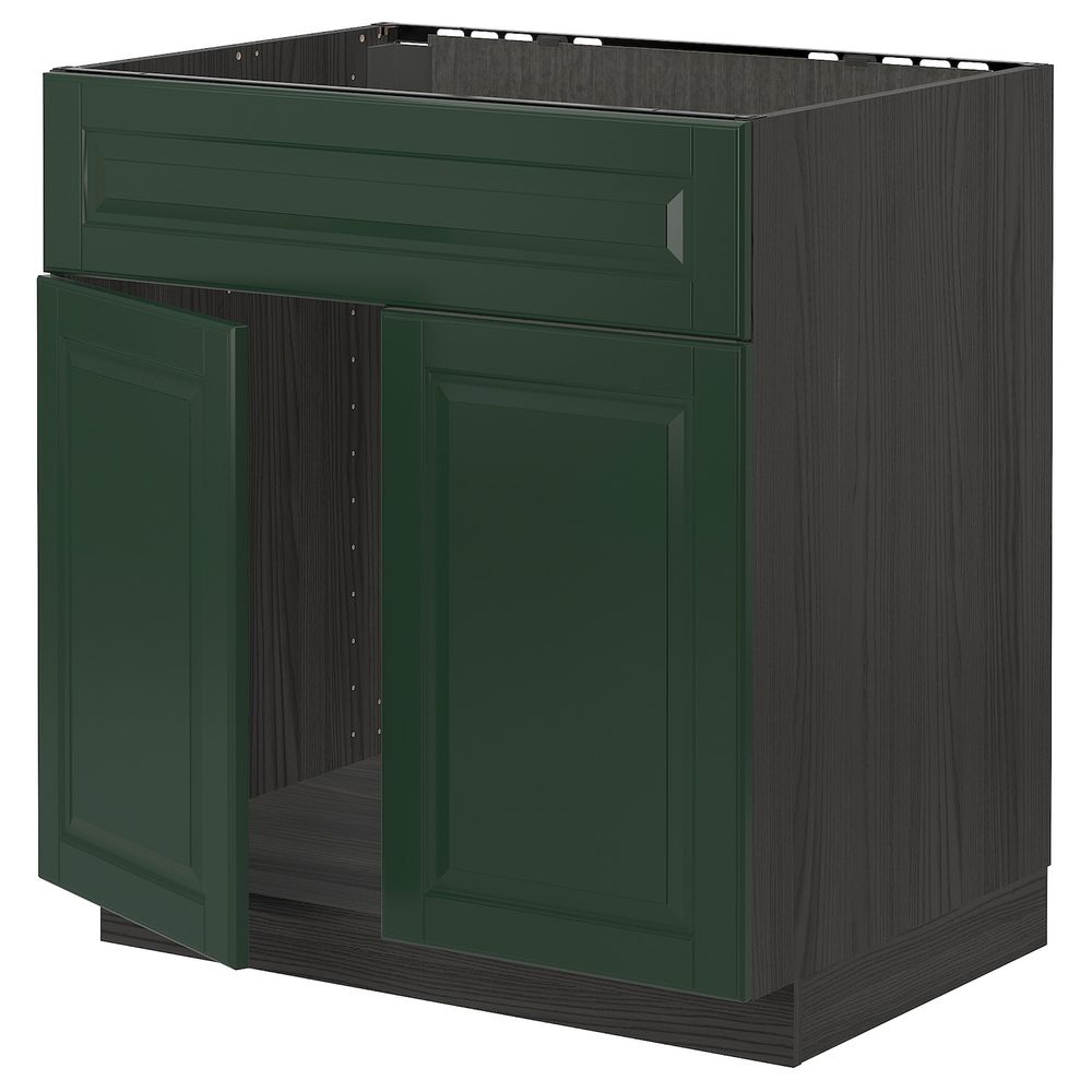 Напольный шкаф под мойку 2 дверцы, фронтальных пнл, черный/Будбин темно-зеленый 80x60 см IKEA МЕТОД 193.144.25 - схема-чертеж с размерами