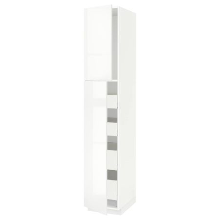 Высокий шкаф/2дверцы/4ящика, белый/Рингульт белый 40x60x220 см IKEA METOD МЕТОД / MAXIMERA МАКСИМЕРА 994.463.56