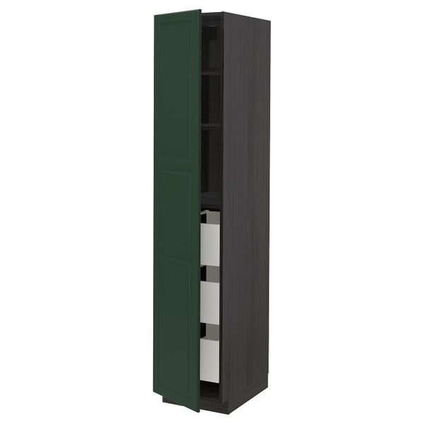 Высокий шкаф с ящиками, черный, Будбин темно-зеленый, 40x60x200 см IKEA МЕТОД / МАКСИМЕРА 593.146.78 - схема-чертеж с размерами