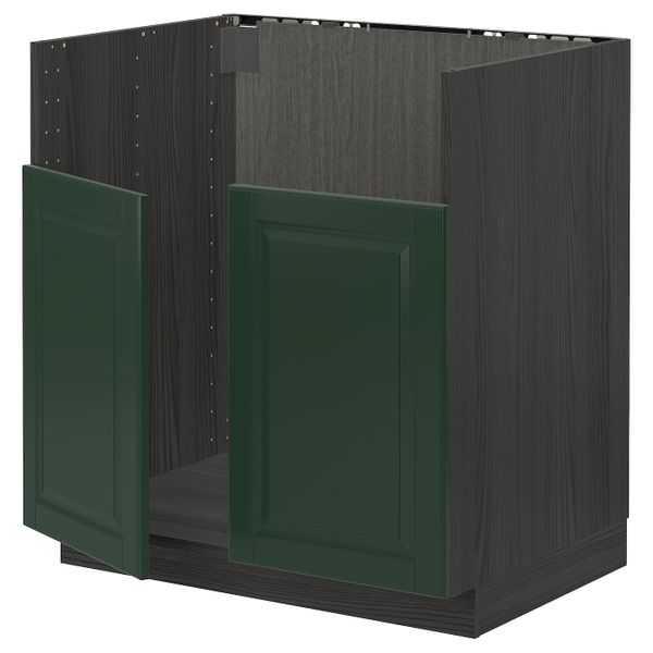 Шкаф для двойной мойки БРЕДШЁН, черный/Будбин темно-зеленый 80x60 см IKEA МЕТОД 393.147.97 - схема-чертеж с размерами