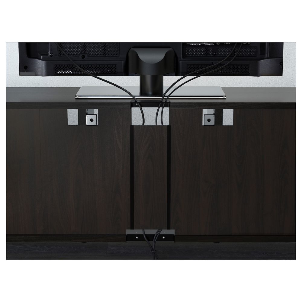 Шкаф для ТВ, комбинированный, стекляные дверцы, Лаппвикен/Синдвик черно-коричневый прозрачное стекло 180x40x192 см IKEA BESTÅ - фото 1