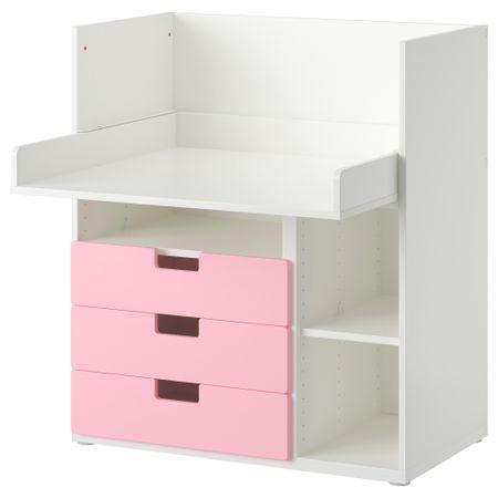 Стол с 3 ящиками СТУВА, белый, розовый (90x79x102 см)