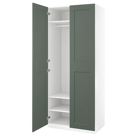 PAX / GRIMO Гардероб, комбинация - белый/серо-зеленый 100x60x236 см