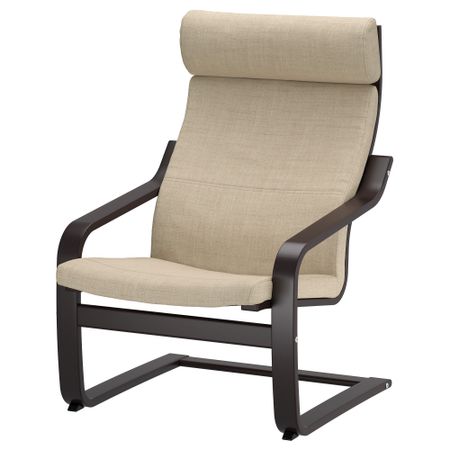 Кресло ПОЭНГ, черно-коричневый, Исунда бежевый