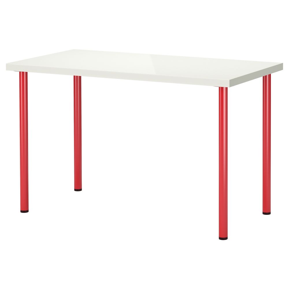 Стол ЛИННМОН / АДИЛЬС, глянцевый белый, красный (120x60 см) - схема-чертеж с размерами
