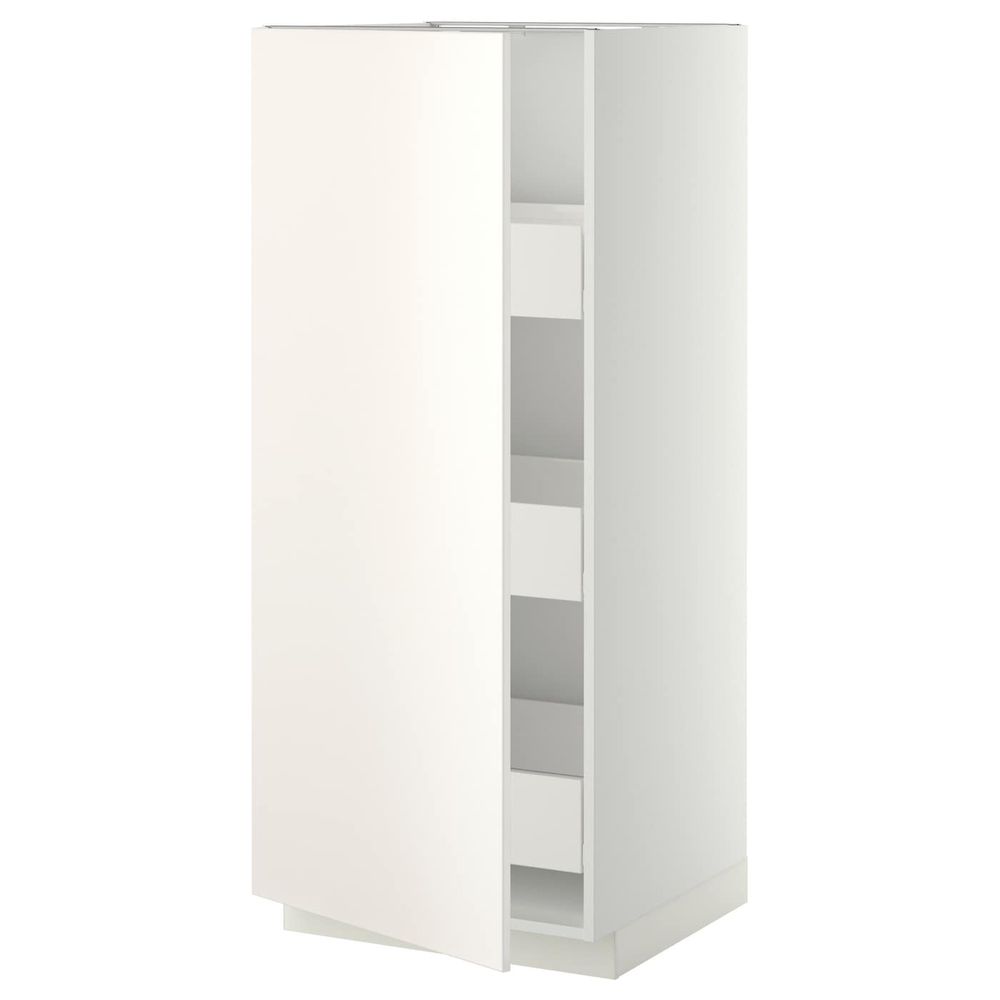 Высокий шкаф с ящиками, белый/Веддинге белый 60x60x140 см IKEA МЕТОД / ФОРВАРА 093.660.90 - фото 1