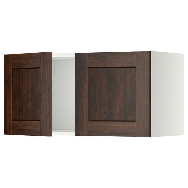 Навесной шкаф с 2 дверями МЕТОД, белый, Эдсерум коричневый (80x40 см) - схема-чертеж с размерами