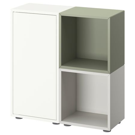 Комбинация шкафов с ножками, белый, серый/светло-зеленый 70x25x72 см IKEA EKET ЭКЕТ 794.436.17