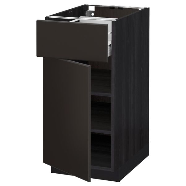 Напольный шкаф с ящиком/дверью, черный/Кунгсбакка антрацит 40x60 см IKEA МЕТОД / ФОРВАРА 092.204.65 - схема-чертеж с размерами