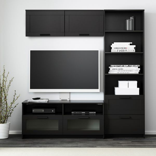 Шкаф для ТВ, комбинация, черный 180x41x190 см IKEA BRIMNES БРИМНЭС 393.966.46 - фото 2