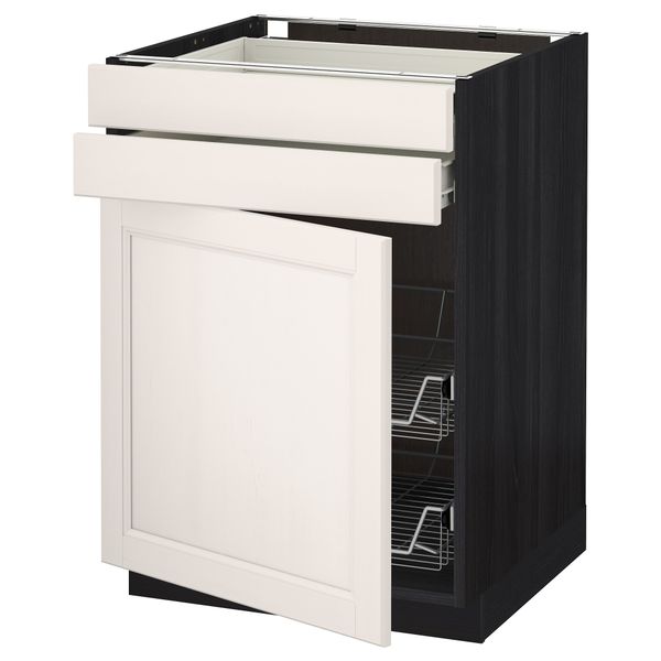 Напольный шкаф, дверца, 2 ящика, проволочных корзин МЕТОД / ФОРВАРА, черный, Лаксарби белый - схема-чертеж с размерами