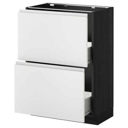 Напольный шкаф с 2 ящиками МЕТОД / ФОРВАРА, черный, Нодста белый