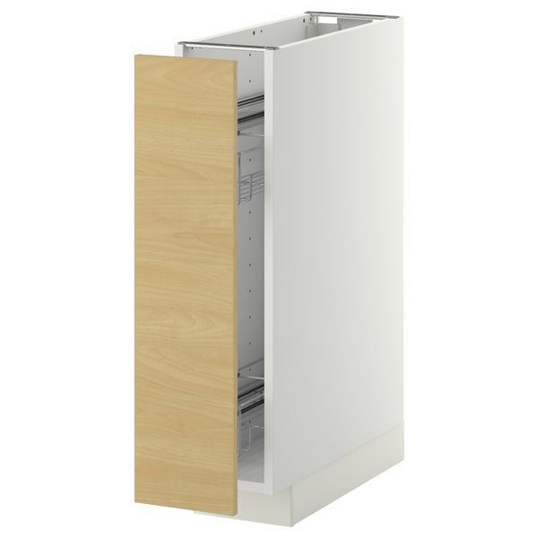 Напольный шкаф, выдвижной внутрений элемент МЕТОД, белый, Тингсрид береза (20x60 см) - схема-чертеж с размерами