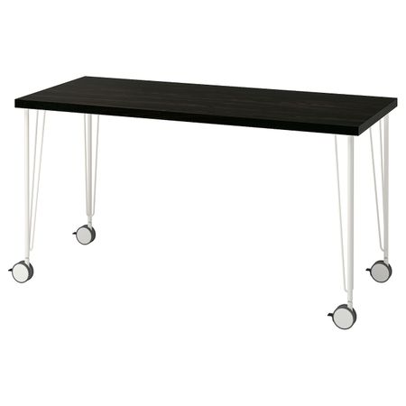 Письменный стол, черно-коричневый/белый 140x60 см IKEA LAGKAPTEN ЛАГКАПТЕН / KRILLE КРИЛЛЕ 994.174.91