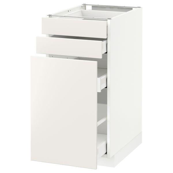Напольный шкаф с выдвижными модулями, 2 фронтальные панели МЕТОД / МАКСИМЕРА, белый, Веддинге белый - схема-чертеж с размерами