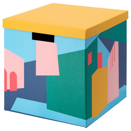 Коробка с крышкой, желтый, 30x30x30 см IKEA ТЬЕНА 204.341.39