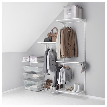 Настенная шина, полки, штанга АЛЬГОТ, белый (188x40x196 см)