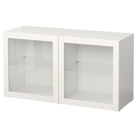 Стеллаж со стеклянная дверьми БЕСТО, Синдвик белый (120x40x64 см)