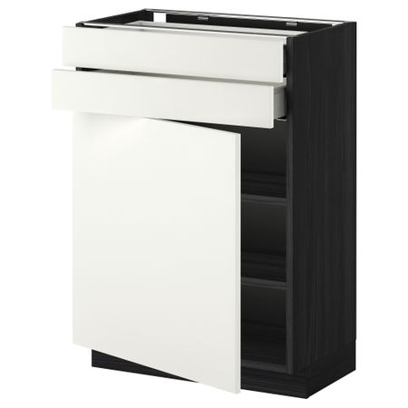 Напольный шкаф с дверцей, 2 ящиками МЕТОД / МАКСИМЕРА, черный, Хэггеби белый