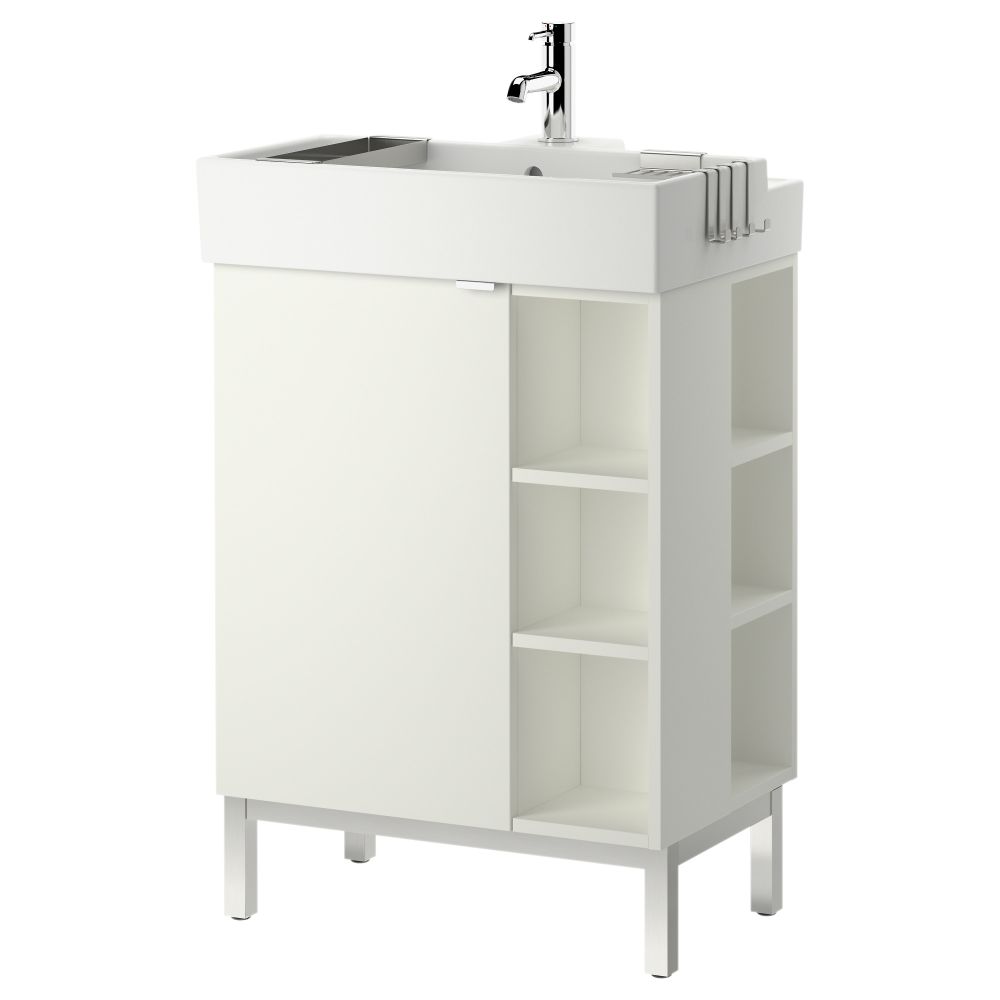 Шкаф под раковину с 1 дверцей, 2 открывающихся полки ЛИЛЛОНГЕН, белый (60x41x92 см) - фото 1