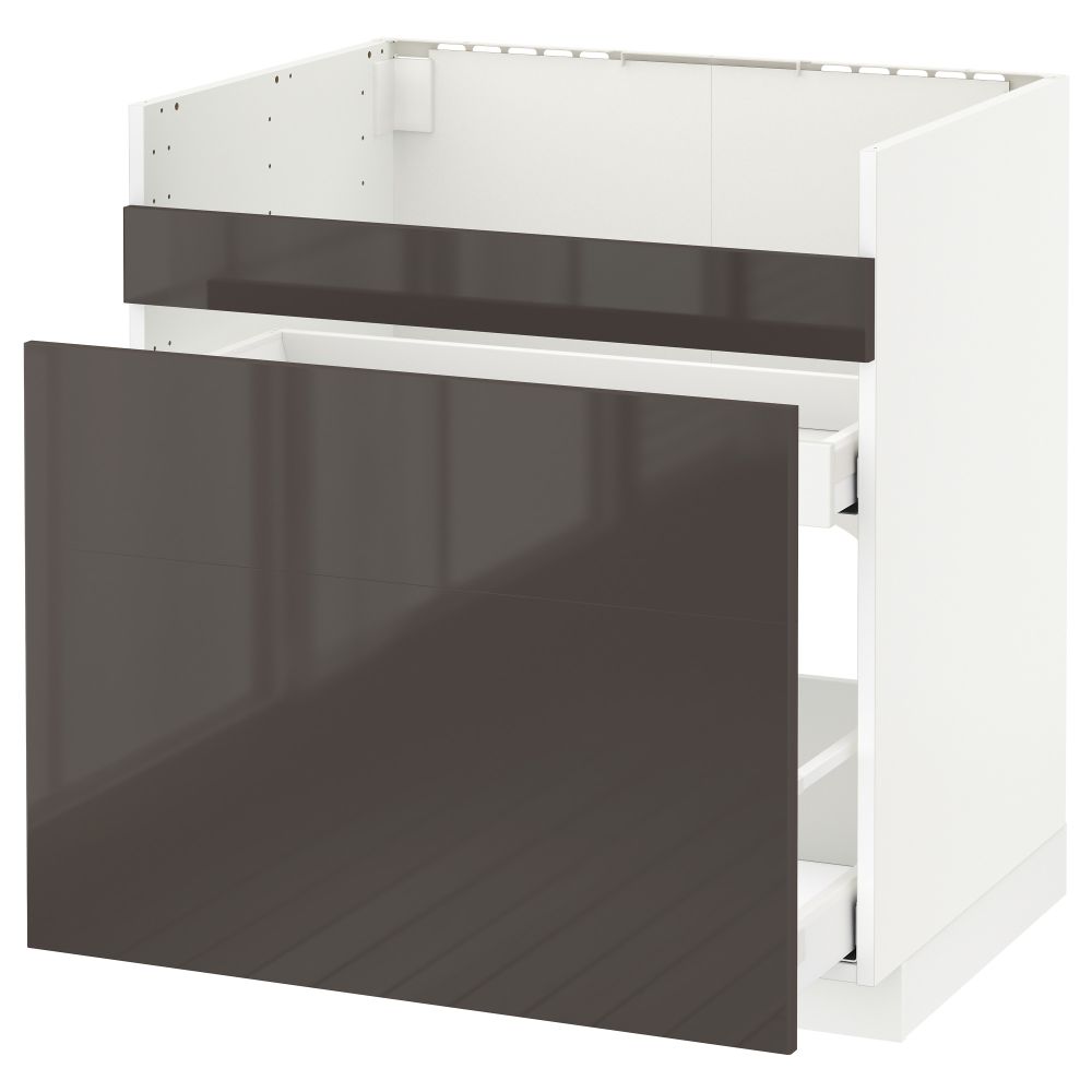 Напольный шкаф под мойку ДУМШЁ, 3 фасада, 2 ящика МЕТОД / МАКСИМЕРА, белый, Рингульт серый - схема-чертеж с размерами