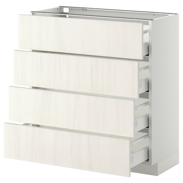 Напольный шкаф 4 фронтальных панели, 4 ящика МЕТОД / МАКСИМЕРА, белый, Росдаль белый - схема-чертеж с размерами