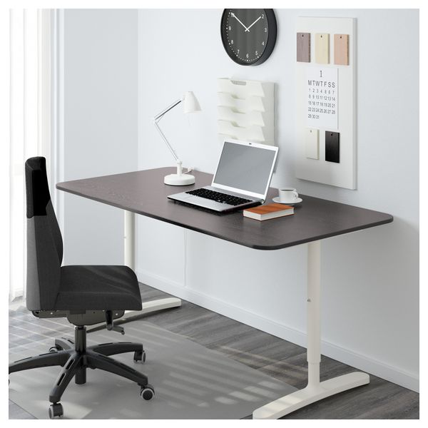 Письменный стол БЕКАНТ, черно-коричневый, белый (160x80 см) - фото 2