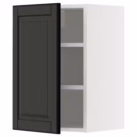 METOD Навесной шкаф с полками - белый/Bodbyn чёрный 40x60 см