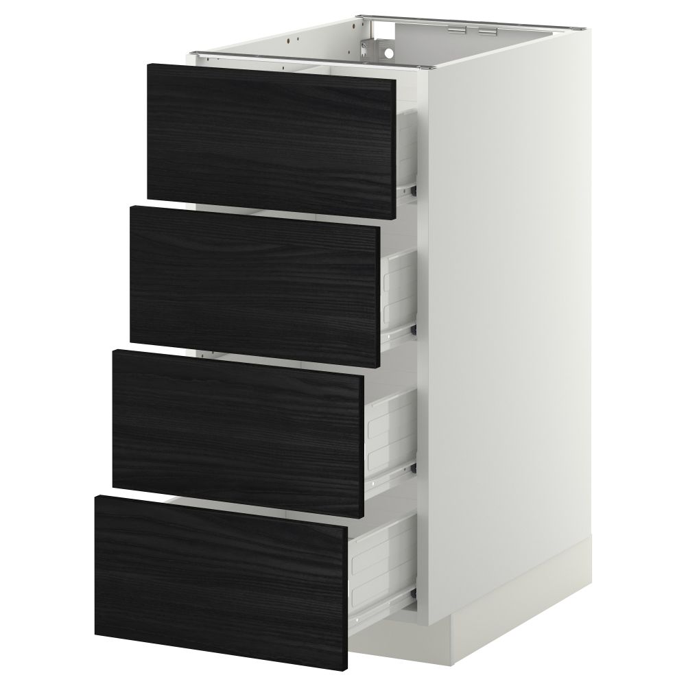 Напольный шкаф 4 фронтальных панели, 4 ящика МЕТОД / ФОРВАРА, белый, Тингсрид черный - схема-чертеж с размерами