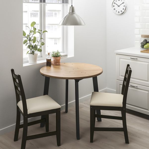 Стол и 2 стула, светлая морилка антик черно-коричневый/Рамна бежевый IKEA GAMLARED ГАМЛАРЕД / LERHAMN ЛЕРХАМН 792.297.02 - фото 2
