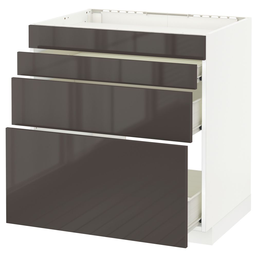 Напольный шкаф для духовки, 4фасада, 3 ящика МЕТОД / ФОРВАРА, белый, Рингульт серый - схема-чертеж с размерами