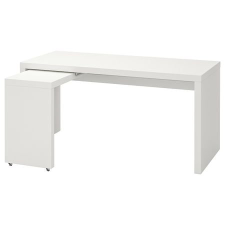 Письменный стол с выдвижной панелью, белый 151x65 см IKEA MALM МАЛЬМ 803.848.72