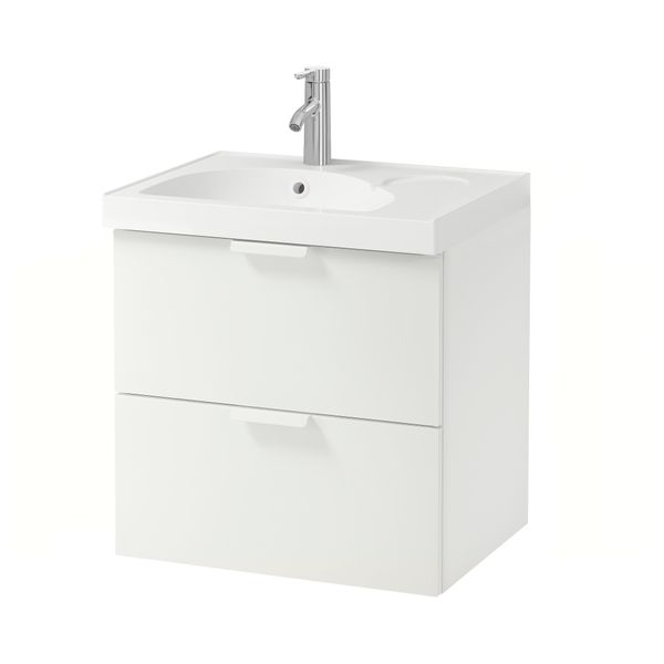 Шкаф для раковины с 2 ящиками ГОДМОРГОН / ЭДЕБОВИКЕН, белый (60x49x64 см) - фото 2