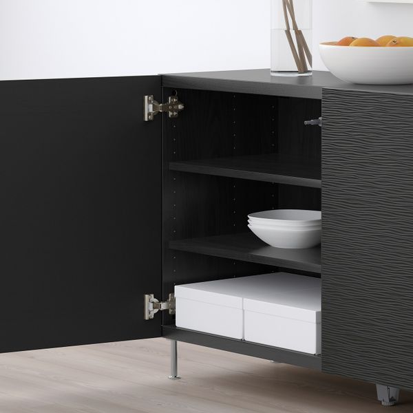 Комбинация для хранения с дверцами, черно-коричневый, лаксвик/сталларп черный 120x40x74 см IKEA БЕСТО 192.670.23 - фото 4