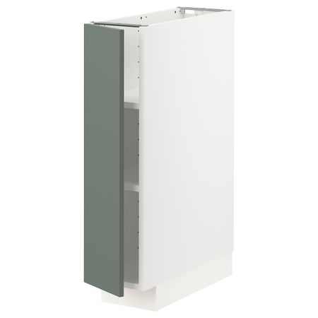 Напольный шкаф с полками, белый/Бодарп серо-зеленый 20x60 см IKEA METOD МЕТОД 894.455.50