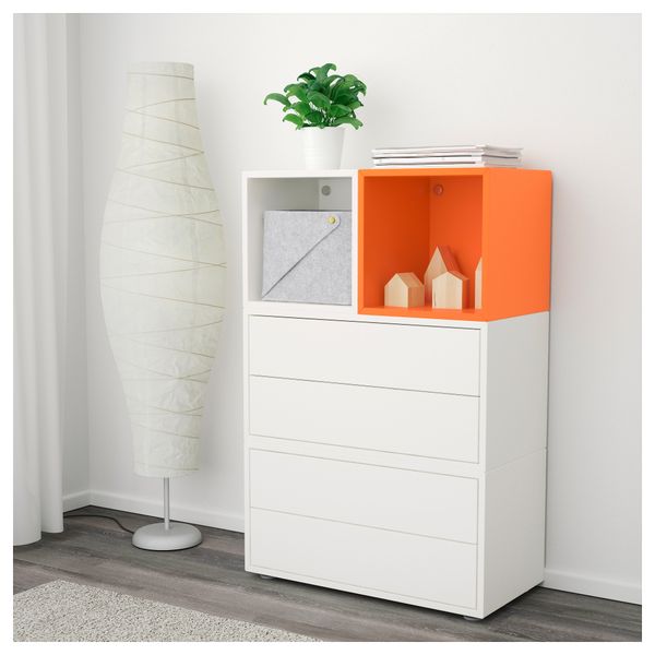 Комбинация шкафов с ножками ЭКЕТ, белый, оранжевый (70x35x107 см) - фото 2