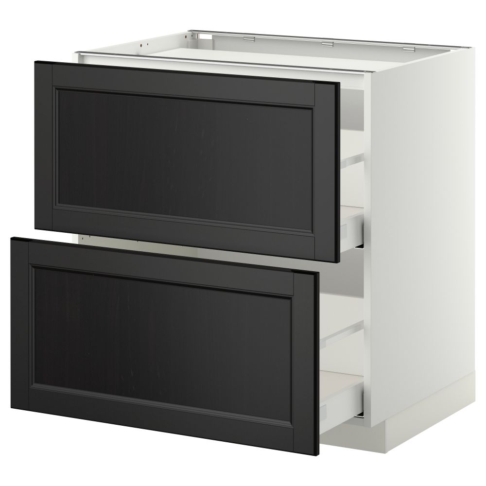 Напольный шкаф, 2 фронтальных панели, 3 ящика МЕТОД / МАКСИМЕРА, белый, Лаксарби черно-коричневый - фото 1