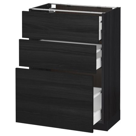 Напольный шкаф с 3 ящиками МЕТОД / МАКСИМЕРА, черный, Тингсрид черный