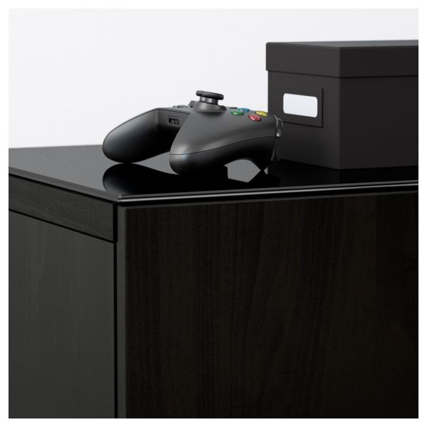 Шкаф для ТВ, комбинированный, стекляные дверцы БЕСТО, Лаппвикен, Синдвик черно-коричневый прозрачное стекло (240x40x128 см) - схема-чертеж с размерами