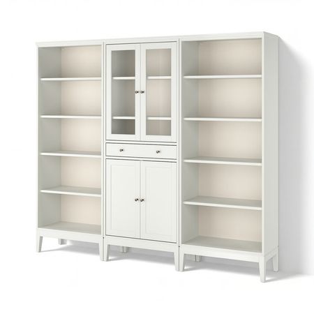 IDANÄS Комбинация д/хранения+стекл дверц - белый 244x39x211 см