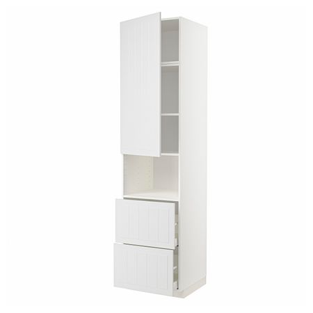 Высокий шкаф для СВЧ/дверца/2ящика, белый/Стенсунд белый 60x60x240 см IKEA METOD МЕТОД / MAXIMERA МАКСИМЕРА 394.474.48