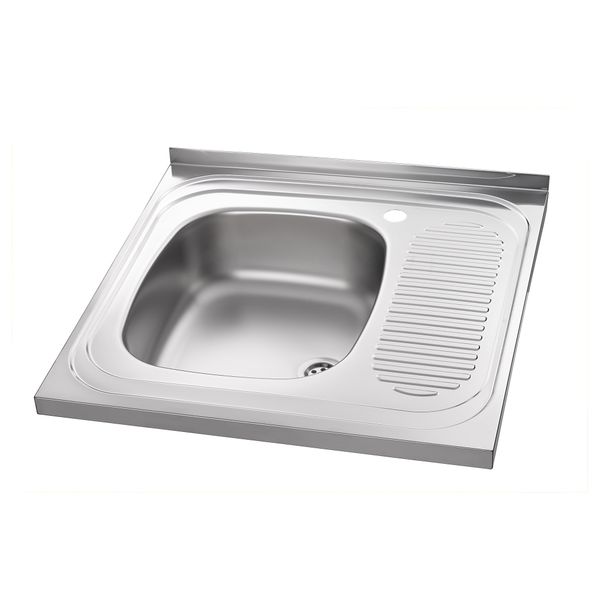 Мойка одинарная с крылом, лев ХЕННАН, нержавеющ сталь (60x60 см) - схема-чертеж с размерами