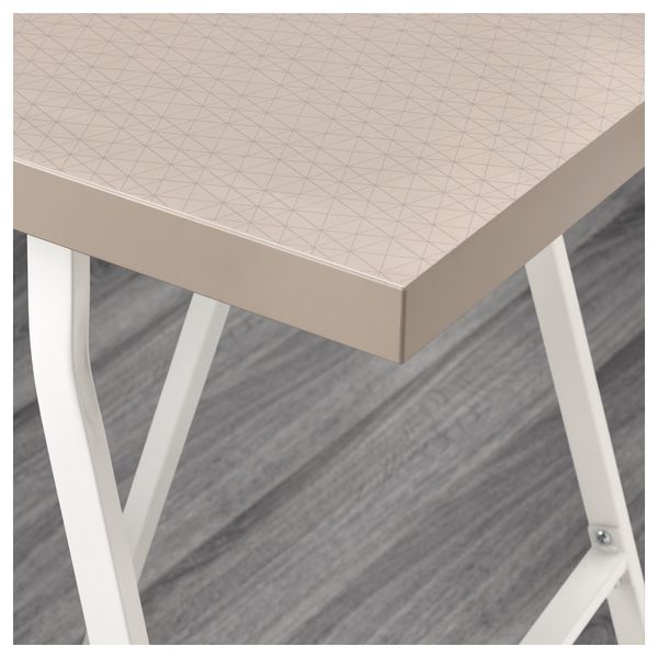 Стол ЛИННМОН / ЛЕРБЕРГ, геометрический бежевый, белый (120x60 см) - схема-чертеж с размерами