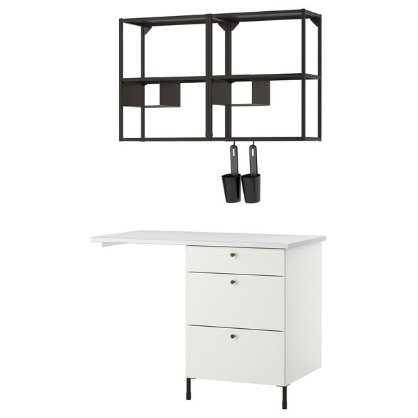 Комбинация для хранения, 121.5x63.5x222 см, антрацит, белый IKEA BEGIVENHET БЕГИВЕНХЕТ 793.315.11 - фото 2