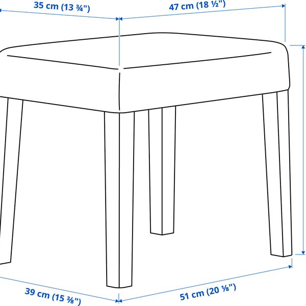 Каркас табурета, черный IKEA SAKARIAS ЗАКАРИАС 604.634.98 - схема-чертеж с размерами