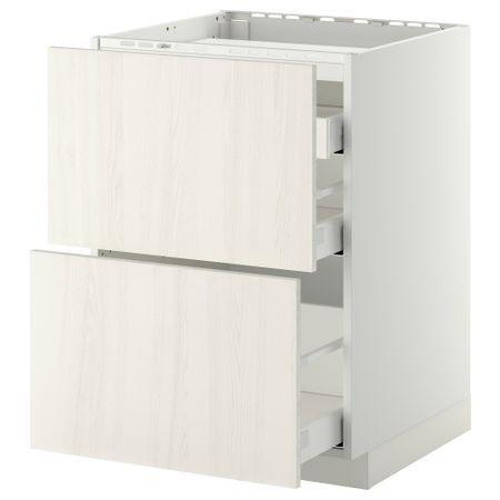 Напольный шкаф, 2 фронтальных панели, 3 ящика МЕТОД / МАКСИМЕРА, белый, Росдаль белый