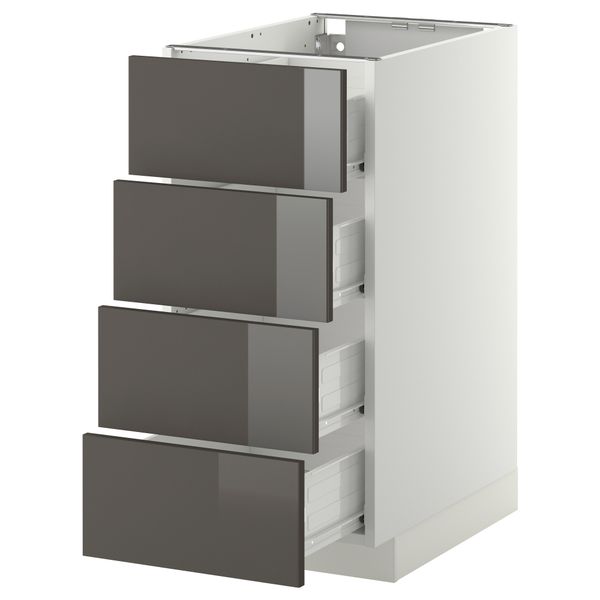 Напольный шкаф 4 фронтальных панели, 4 ящика МЕТОД / ФОРВАРА, белый, Рингульт серый - схема-чертеж с размерами