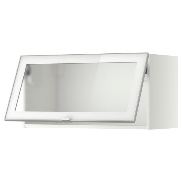 Горизонтальный навесной шкаф со стеклянной дверью МЕТОД, белый, Ютис матовое стекло - схема-чертеж с размерами