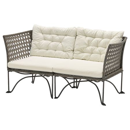 2-местный модульный диван, садовый, темно-серый/Куддарна бежевый IKEA JUTHOLMEN ЮТХОЛЬМЕН 693.851.61